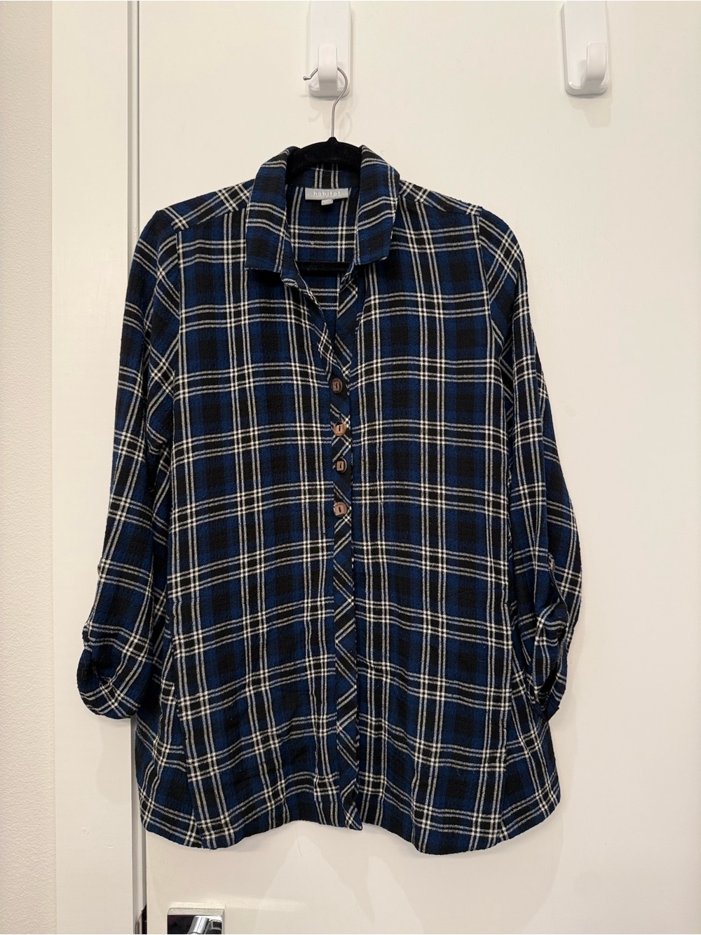 Habitat Blue Plaid Flannel Button Down Top XS